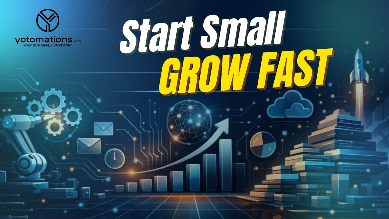 Small business owner analyzing automated workflow data on a laptop to scale operations.